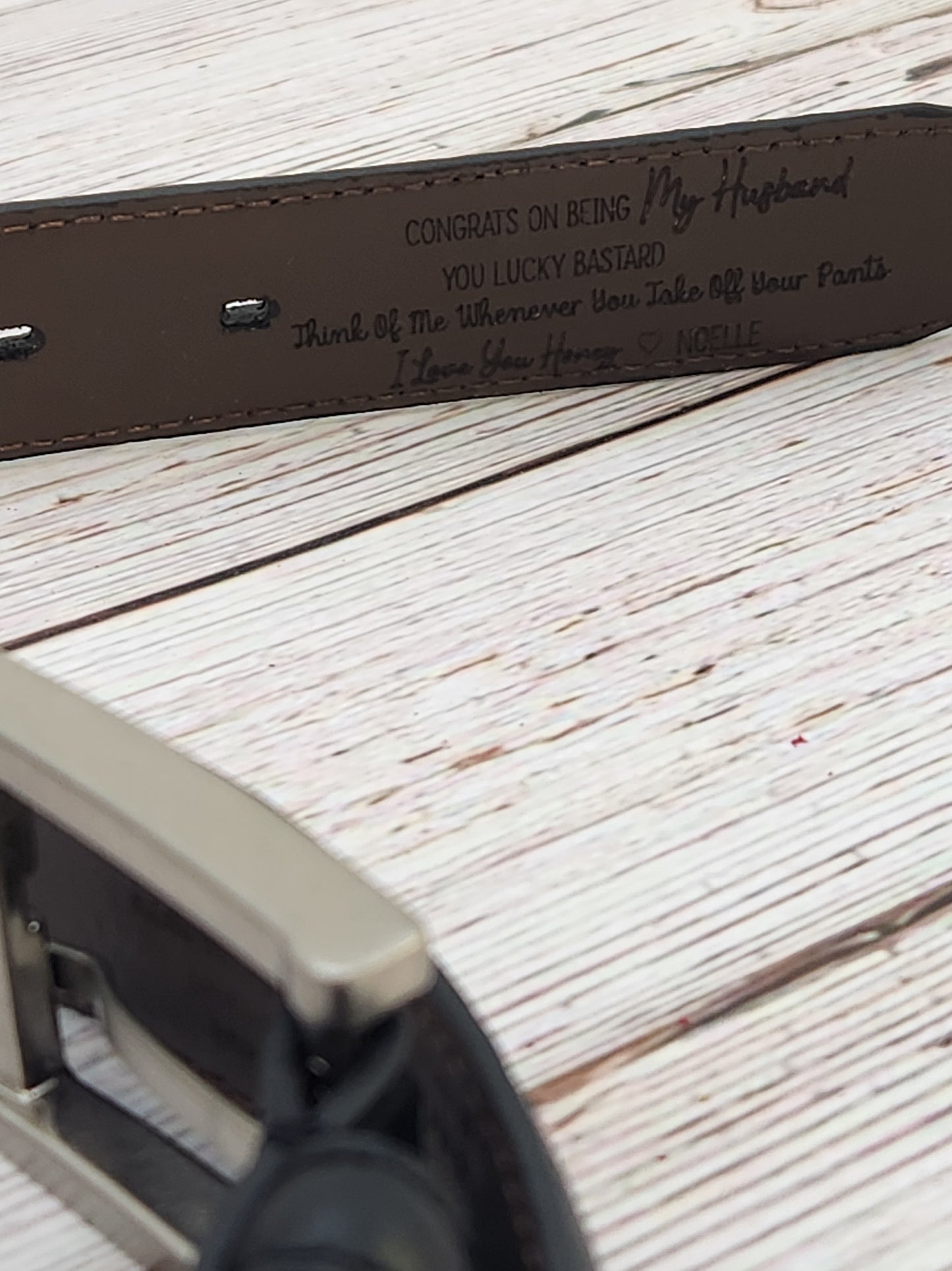 Men's Black Leather Belt – Personalized Engraved Gift for Him