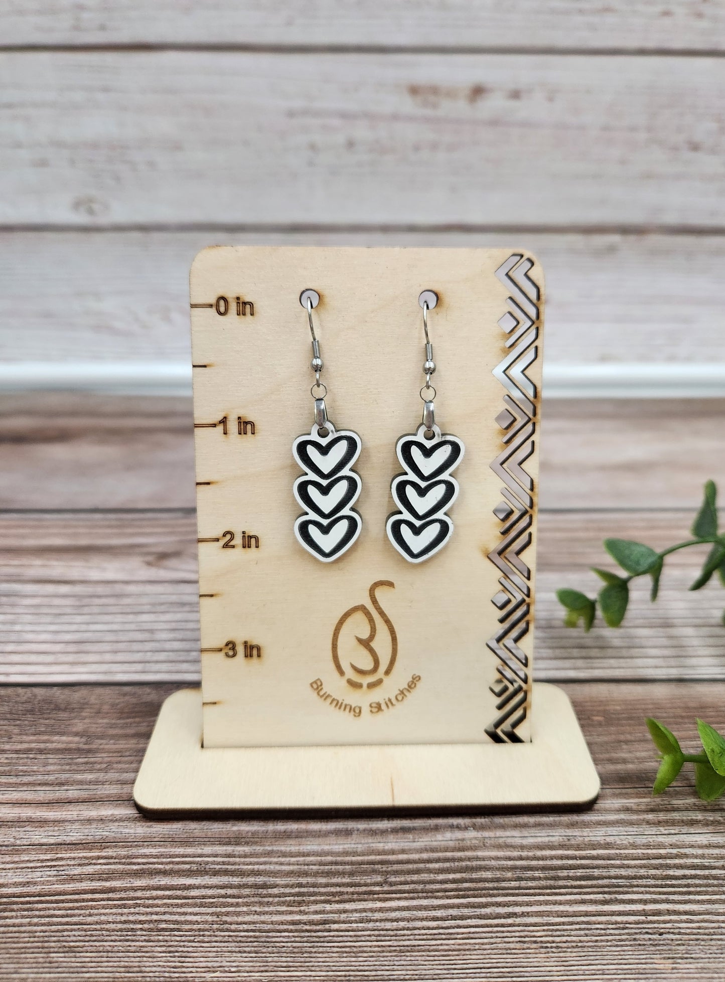 3 Heart Dangle Earring