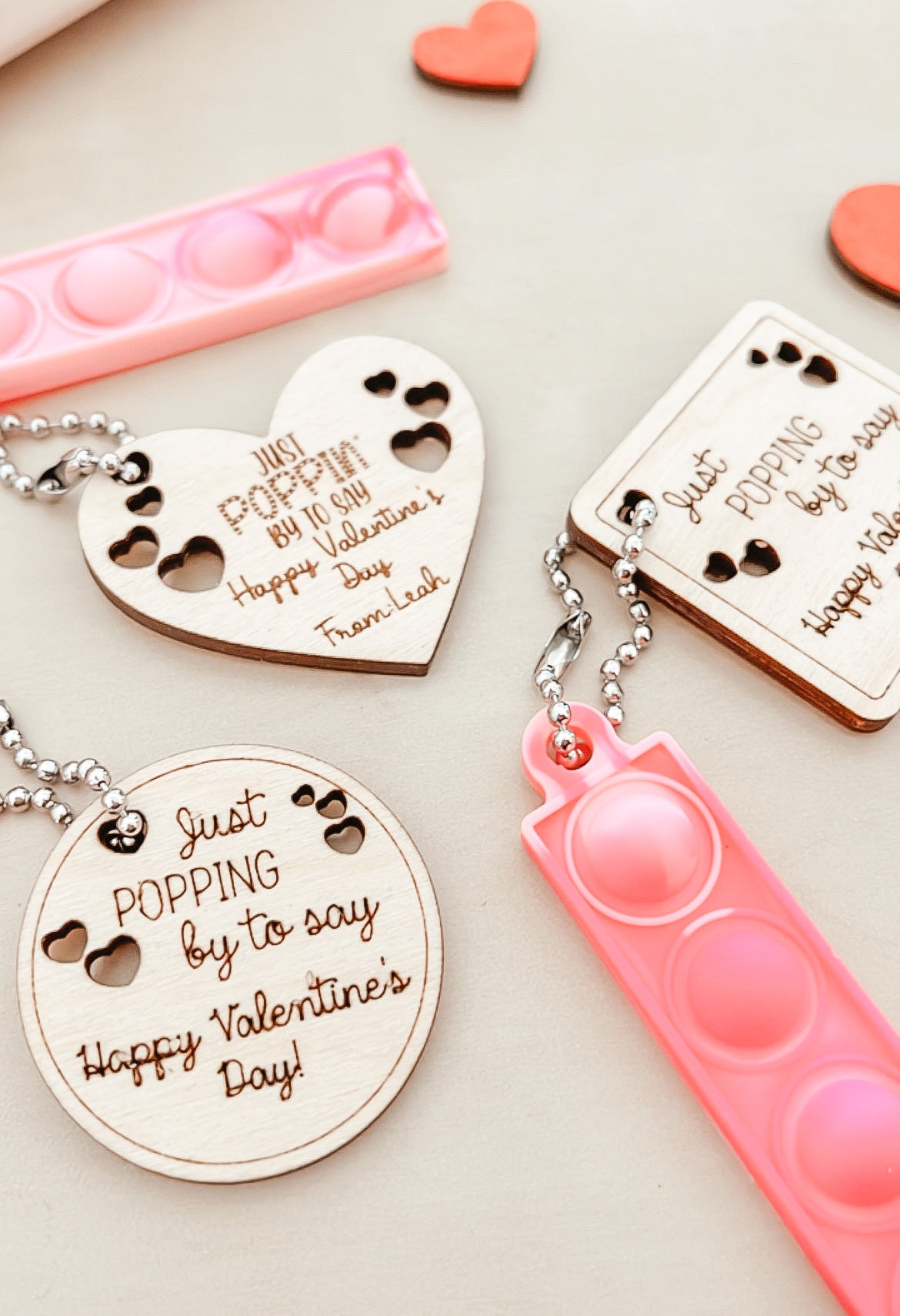 Pop-It Valentine Keychains