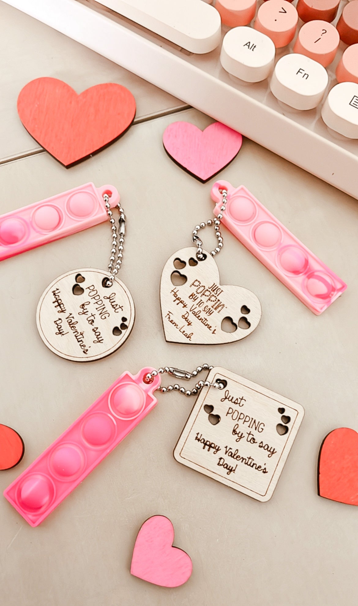 Pop-It Valentine Keychains