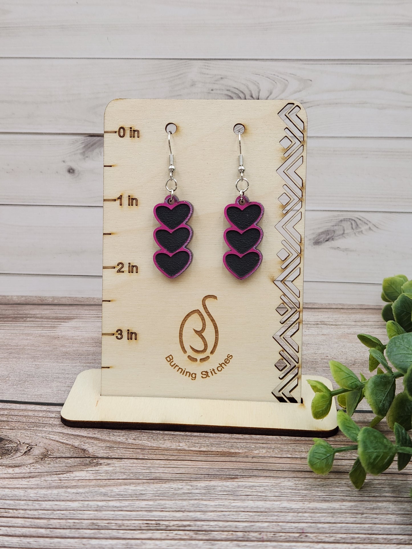 3 Heart Dangle Earring