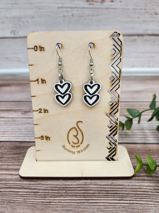 2 Heart Dangle Earring