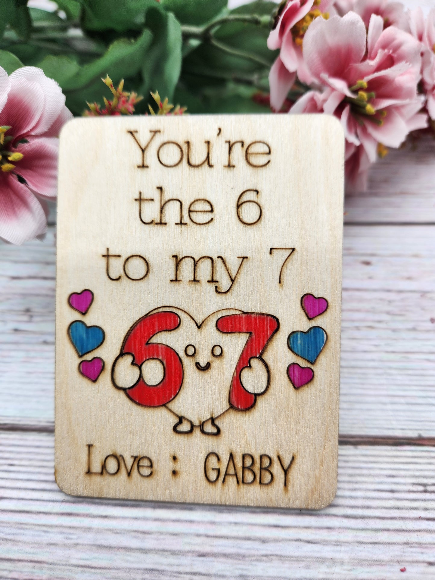 Kids Valentine Classroom Gifts – “You’re the 6 to My 7” Wooden Valentines (Set of 20)