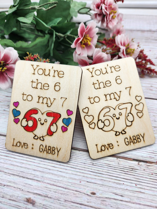 Kids Valentine Classroom Gifts – “You’re the 6 to My 7” Wooden Valentines (Set of 20)