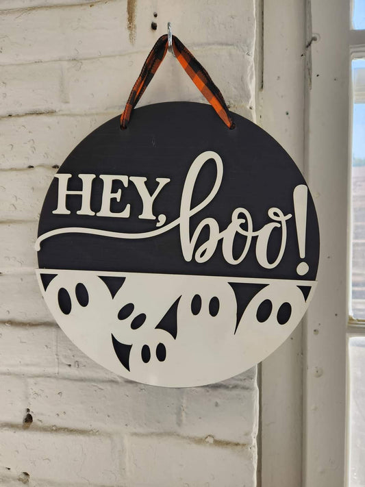 'Hey Boo' door sign