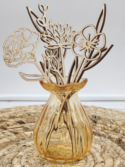 Custom Birth Flower Bouquet – Personalized Wooden Flower Arrangement by Month | Unique Mother’s Day Gift | Family Birth Month Flowers