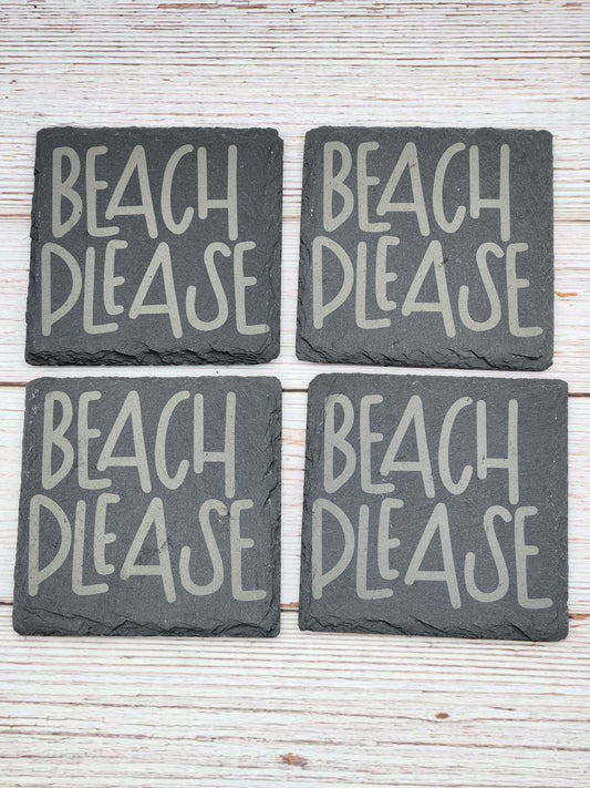Beach Please Slate Coaster