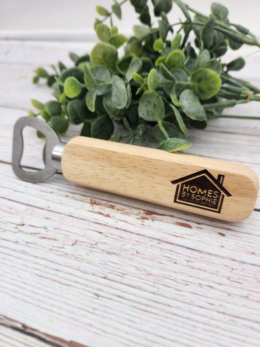 Custom Wooden Bottle Opener – Personalized Realtor Closing Gift