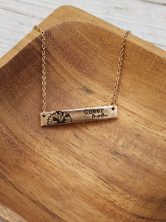 Abington Youth Football & Cheer Football Mom & Cheer Mom Bar Necklace