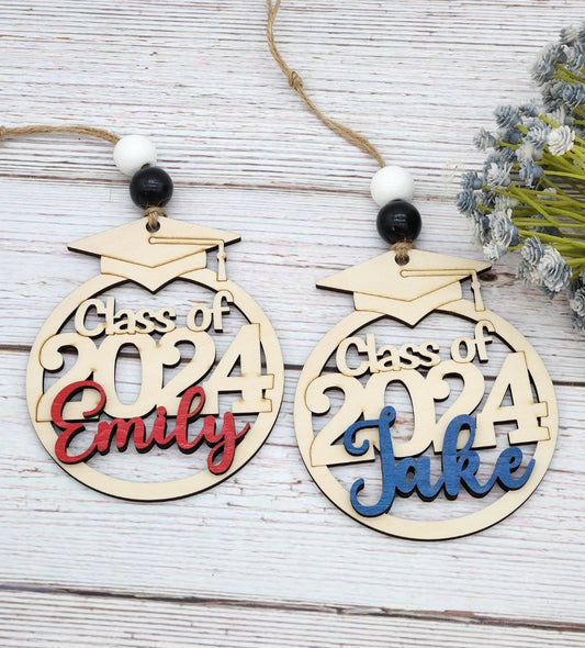 Class of 2025 Graduation Ornament | Personalized Name Tag | Senior Keepsake Gift | Wooden Grad Ta5