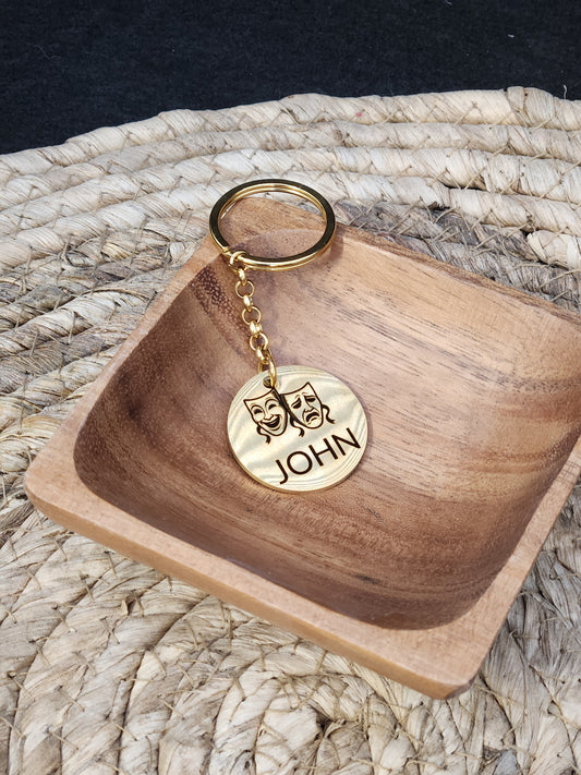 custom theater keychain, drama club gift, personalized actor gift, theater masks keychain, acting gift idea, recital gift, custom name keychain, drama student gift, theater merch, performance keepsake
