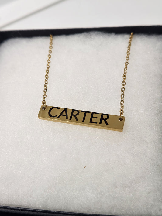 custom name necklace, bar necklace personalized, minimalist gold necklace, engraved name jewelry, custom jewelry gift, dainty name necklace, personalized bar necklace, custom word necklace, everyday jewelry, gift for her