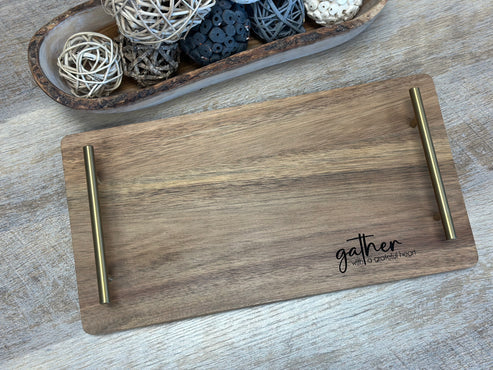 Personalized Wood Serving Board with Brass Handles | Premium Client & Corporate Gift