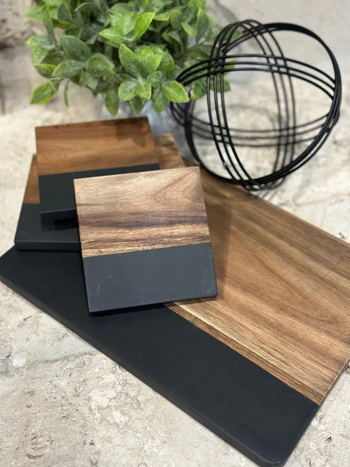 Modern Wood & Stone Serving Board | Personalized Corporate & Client Gift