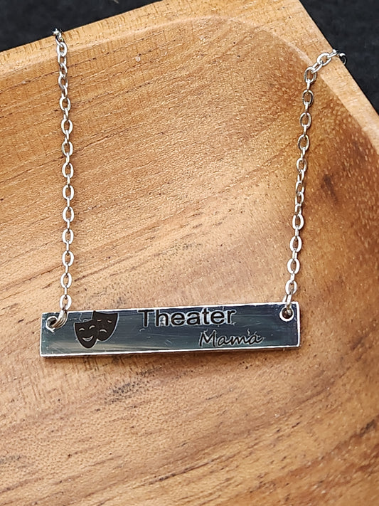 Theater Mom Necklace – Custom Engraved Drama Mask Necklace | Recital Gift for Mom