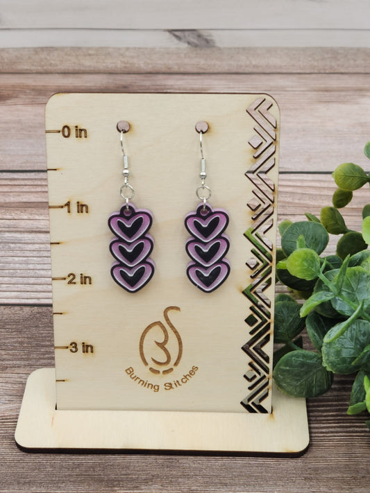3 Heart Dangle Earring