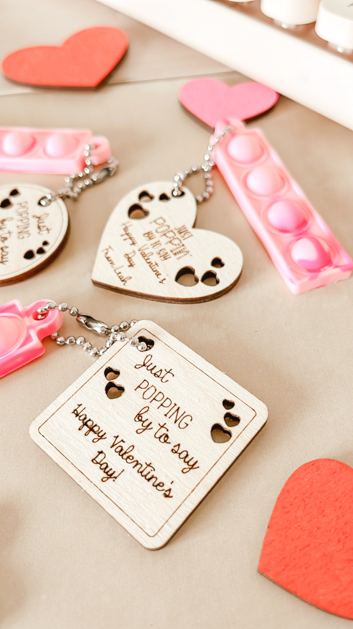 Pop-It Valentine Keychains