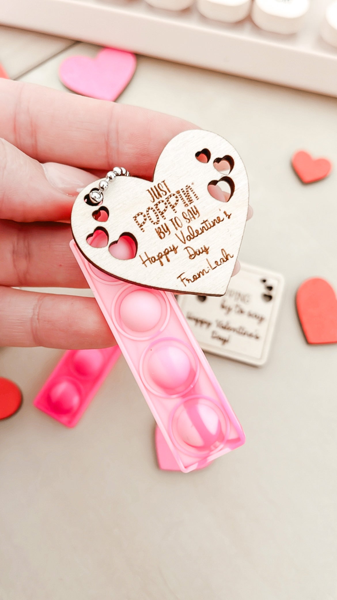 Pop-It Valentine Keychains