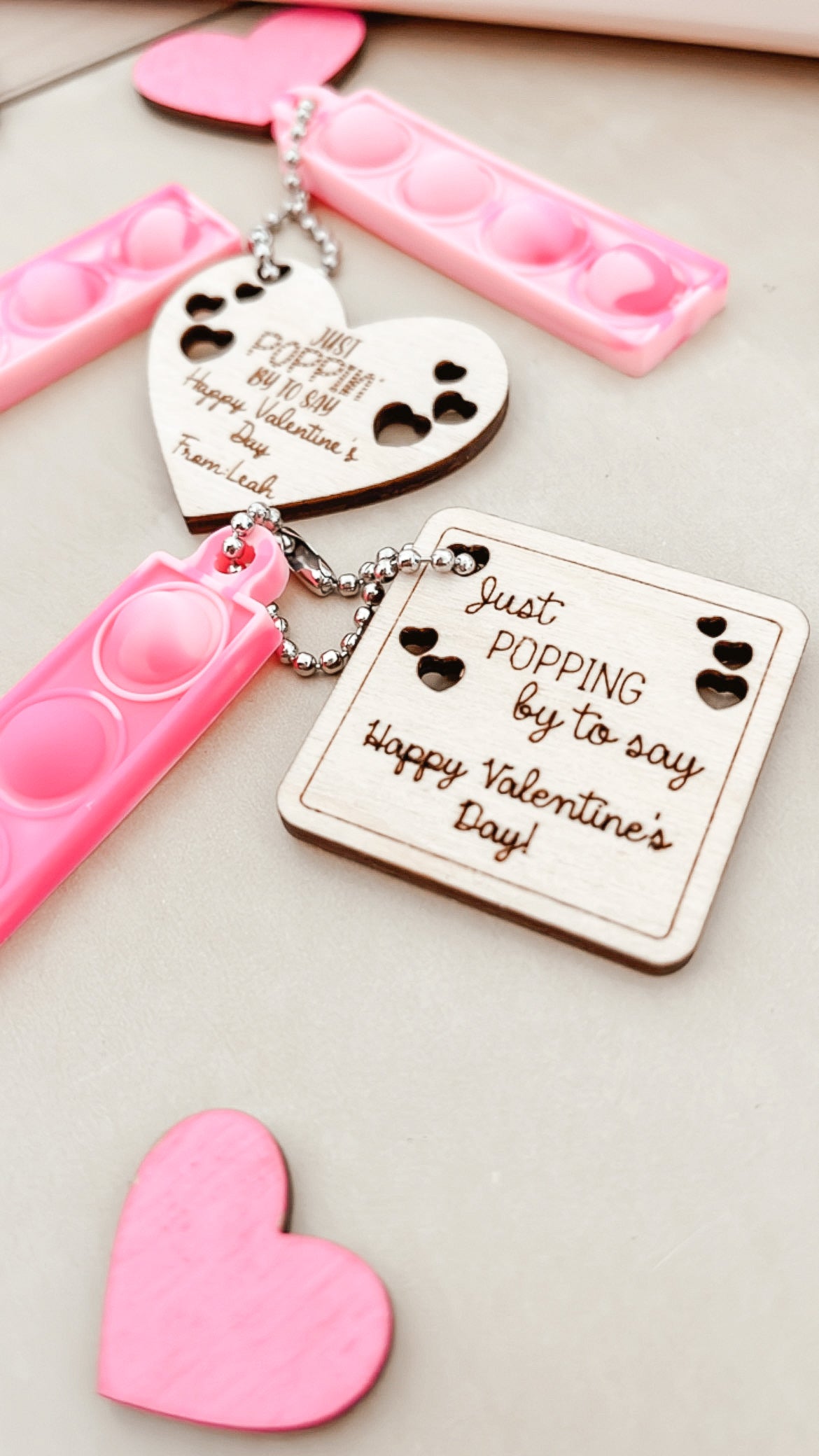 Pop-It Valentine Keychains